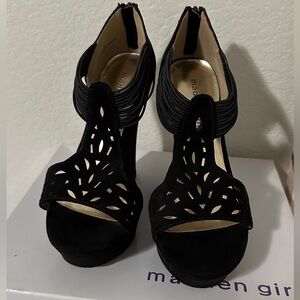 Madden Girl Black platform wedges in box